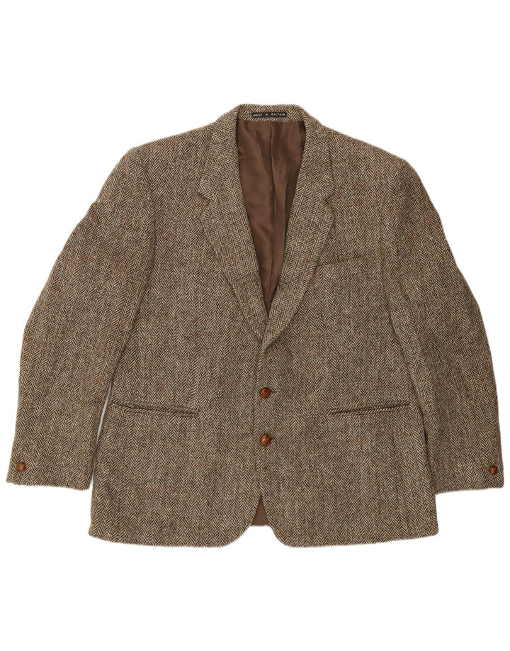 Greenwoods Veste blazer à 2 boutons pour homme UK 40 en laine à chevrons marron