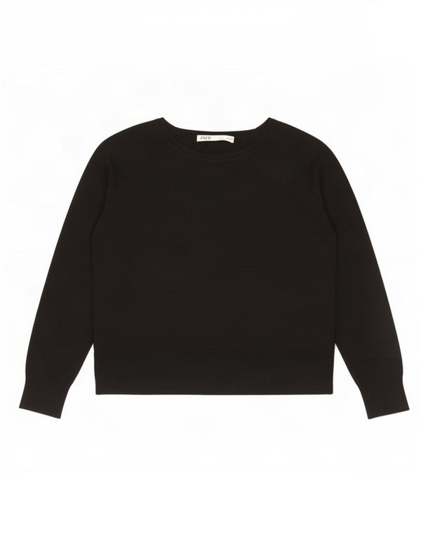 Zara Pull surdimensionné à col bateau pour femme UK 10 Petit Noir