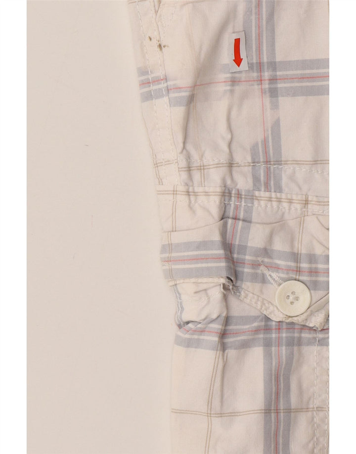 CALVIN KLEIN Short Cargo Homme W32 Coton à Carreaux Blanc Moyen