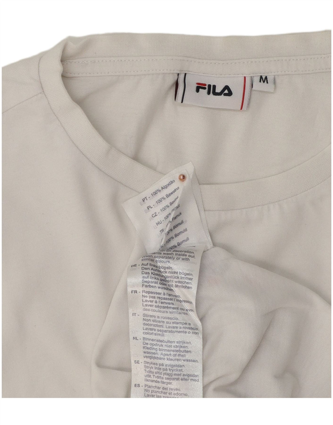 Fila T-Shirt Graphique Homme Blanc Moyen Coton