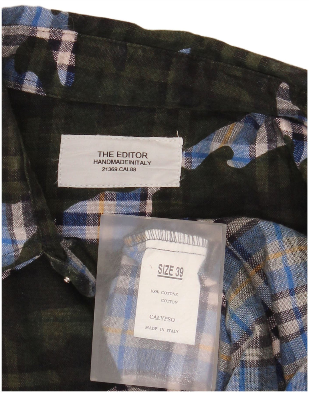 vintage Chemise Homme Taille 39 Coton à carreaux vert moyen