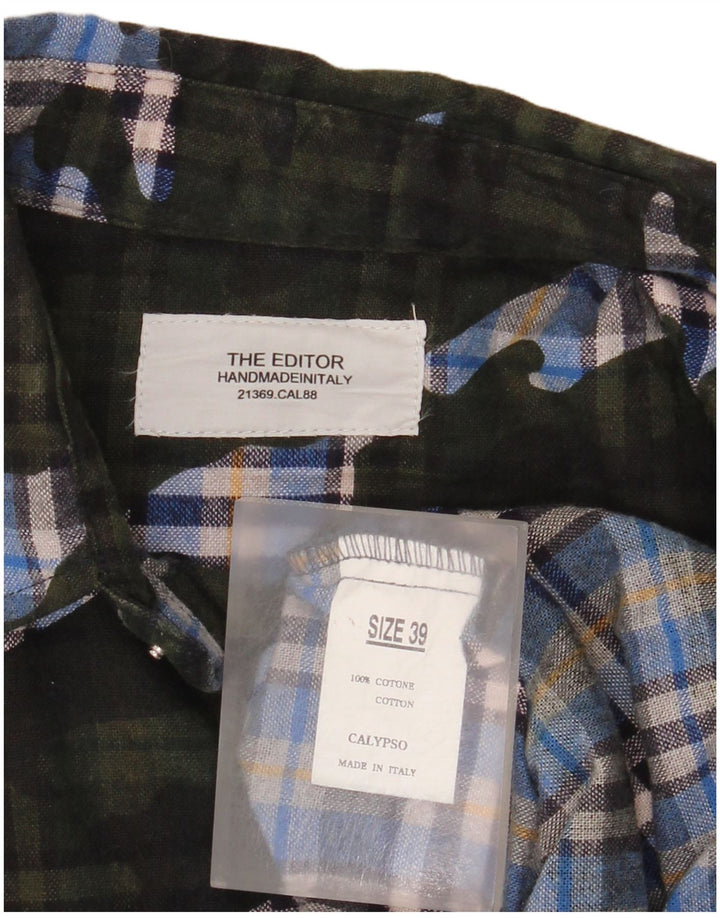 vintage Chemise Homme Taille 39 Coton à carreaux vert moyen