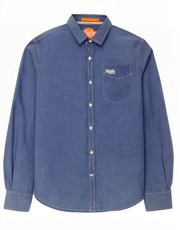 Superdry Chemise Homme Large Bleu Coton