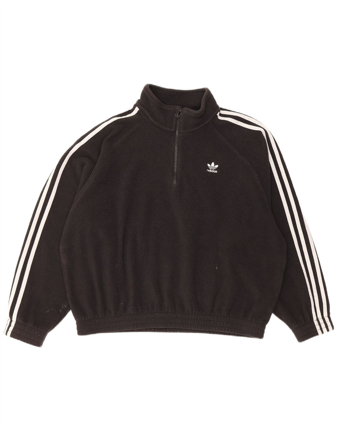 Adidas Pull polaire surdimensionné à col zippé pour femme UK 12 Noir moyen Polyester
