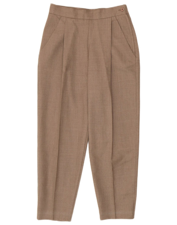 Vintage Womens Crop High Waist Casual Trousers Small W26 L24 Beige