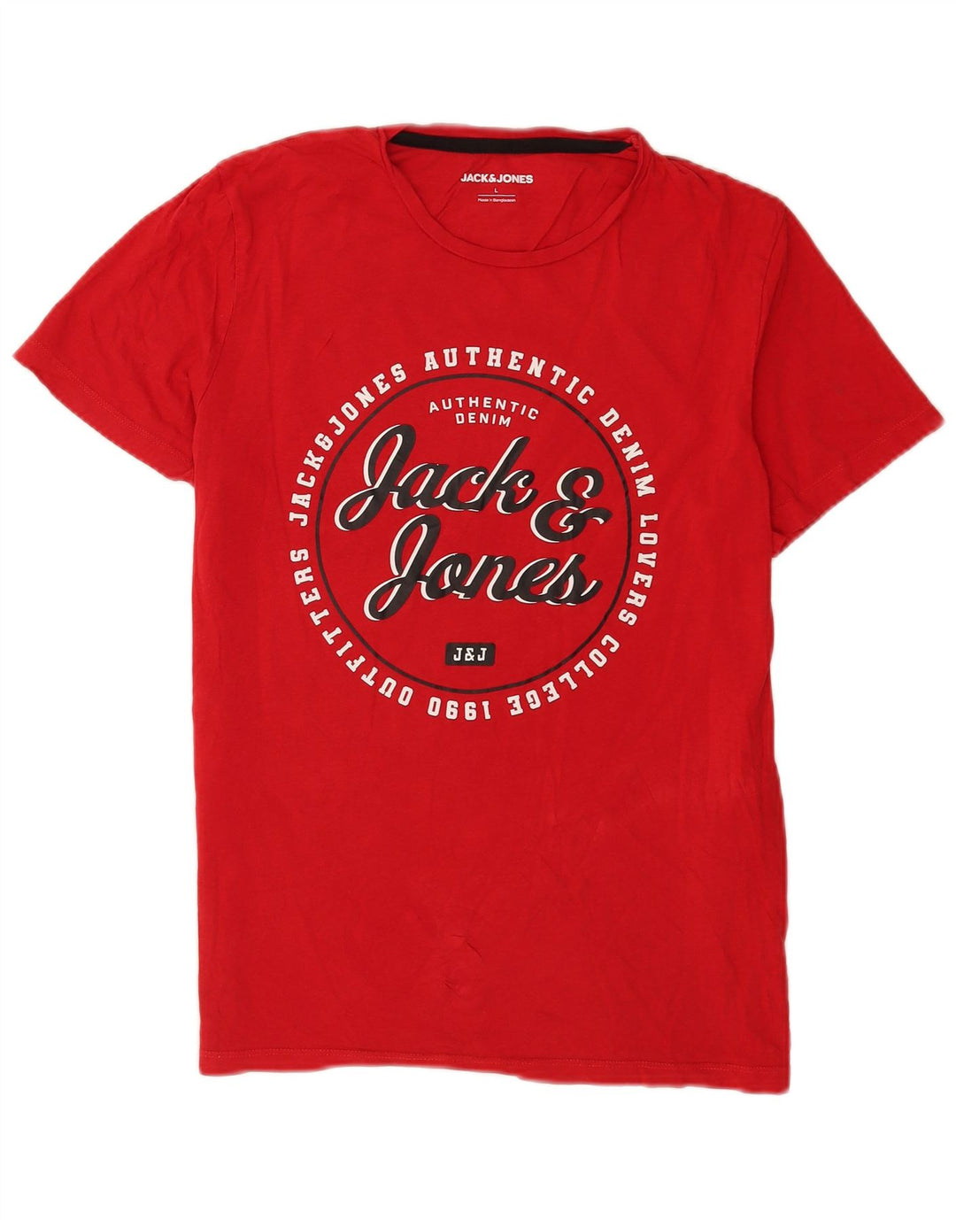 Jack & Jones Homme Regular Graphic T-Shirt Top Large Rouge Coton