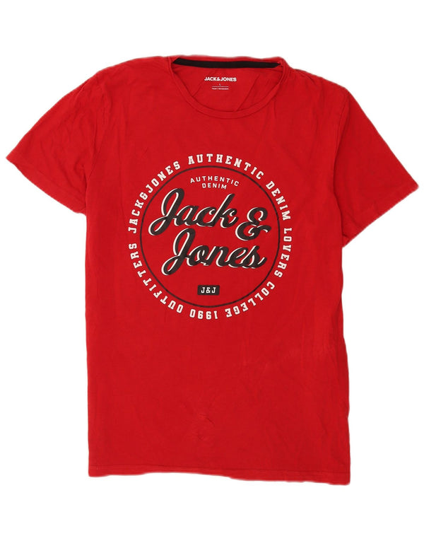 Jack & Jones Homme Regular Graphic T-Shirt Top Large Rouge Coton