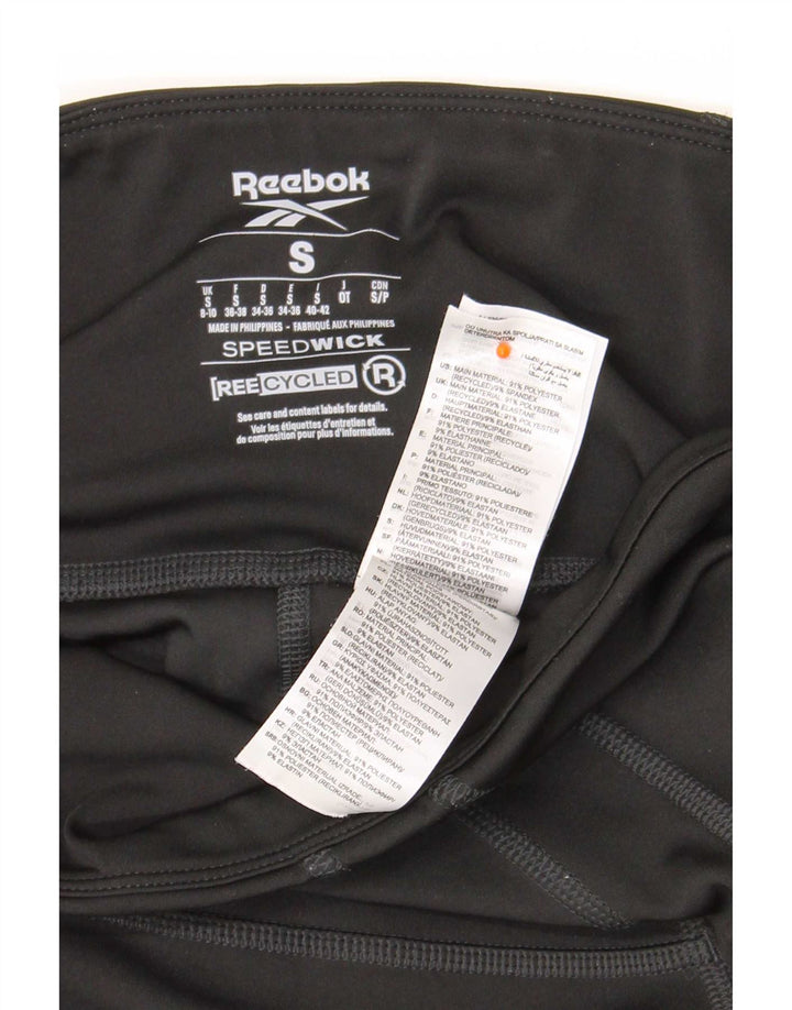 Reebok Leggings Femme UK 8/10 Petit Noir Polyester