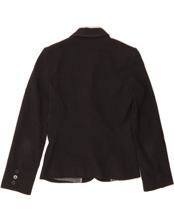 MARKS & SPENCER Womens 1 Button Blazer Jacket UK 10 Small Black Polyester Vintage Marks & Spencer and Second-Hand Marks & Spencer from Messina Hembry 