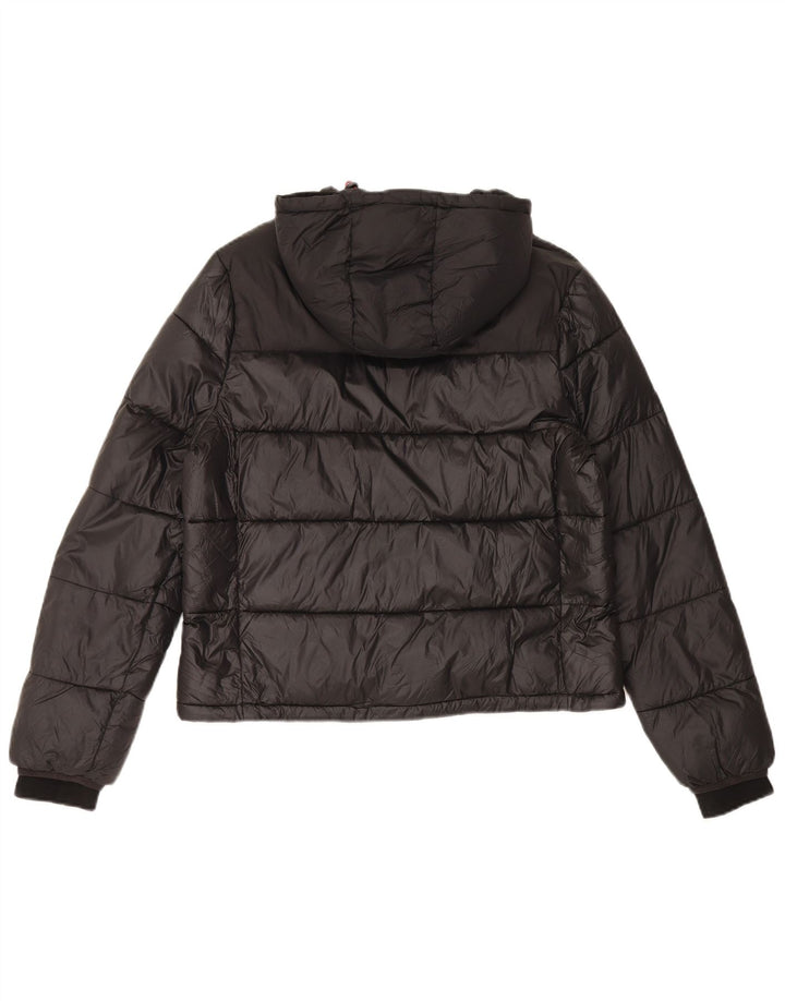 Jack Wills Veste matelassée à capuche pour femme UK 12 Medium Noir Polyamide
