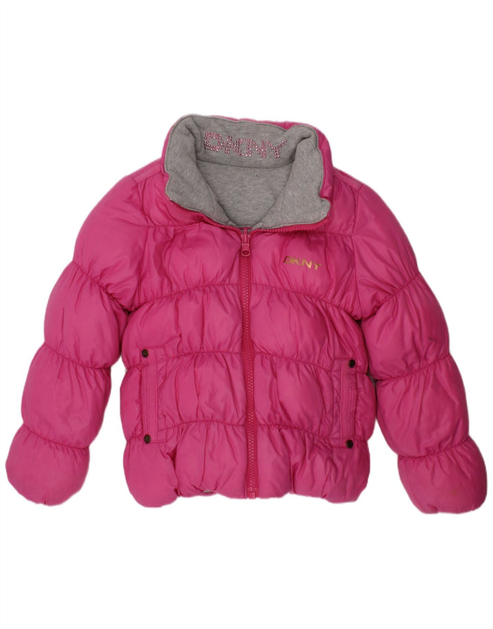Dkny Veste matelassée réversible à capuche pour fille 4-5 ans Rose Polyester