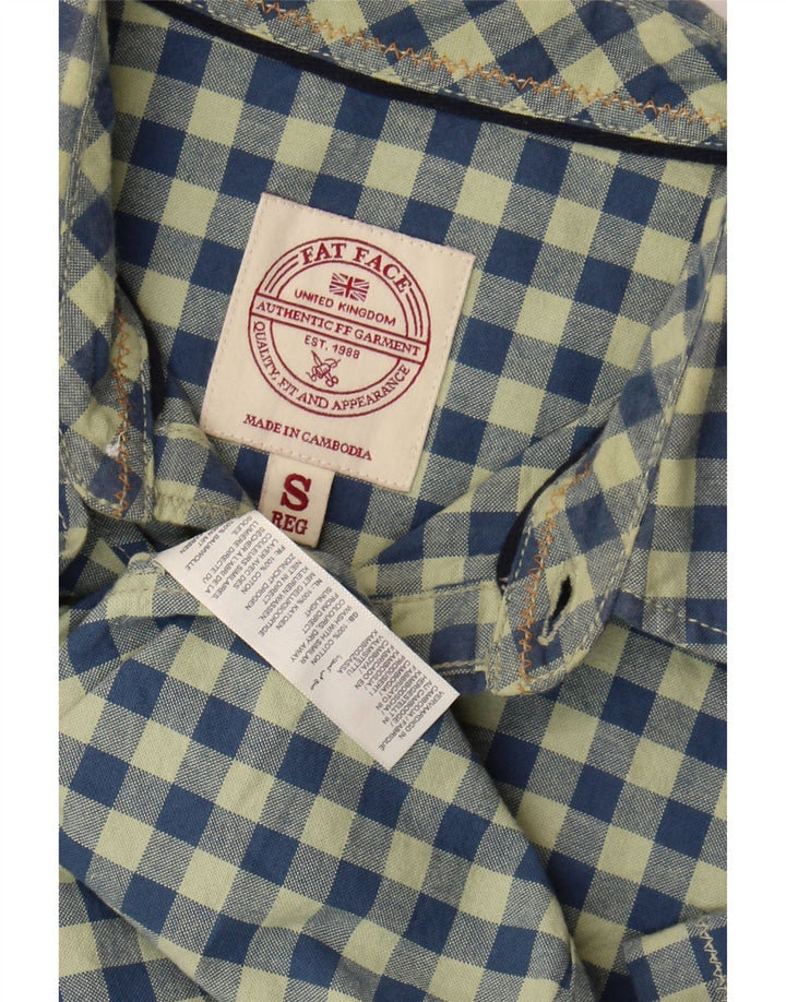 Fat Face Chemise à manches courtes pour homme Petit coton vichy vert