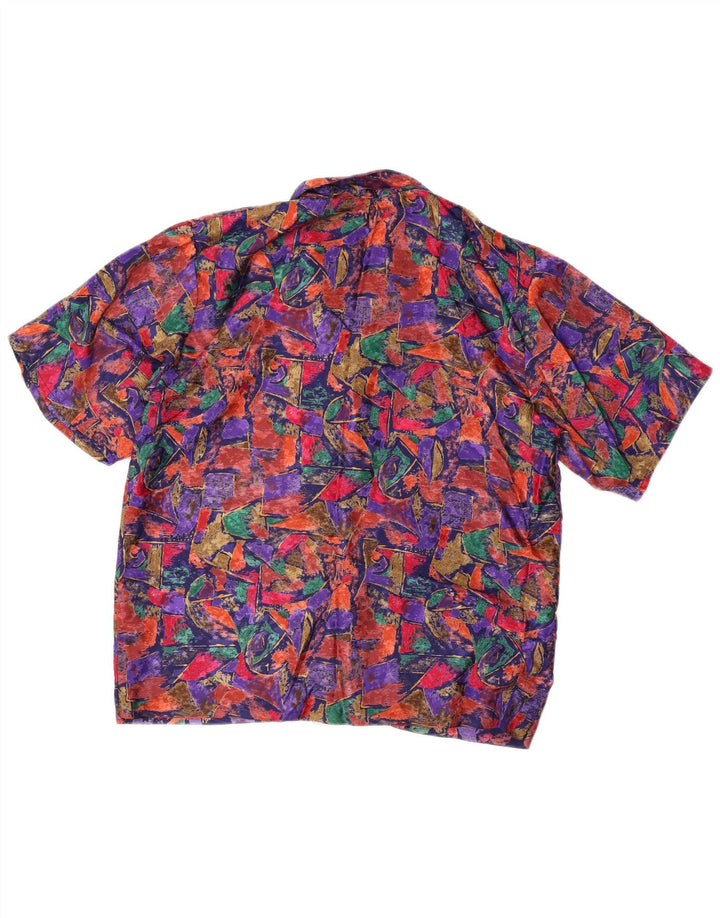 vintage Womens Abstract Pattern Shirt Blouse UK 16 Grand Multicolore