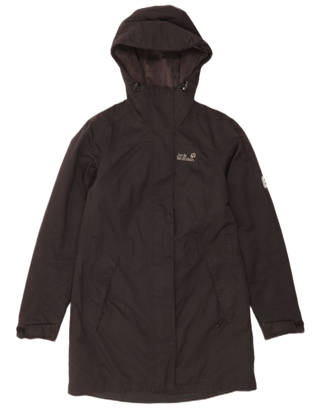 Jack Wolfskin Manteau coupe-vent surdimensionné à capuche pour femme UK 10 Petit Noir