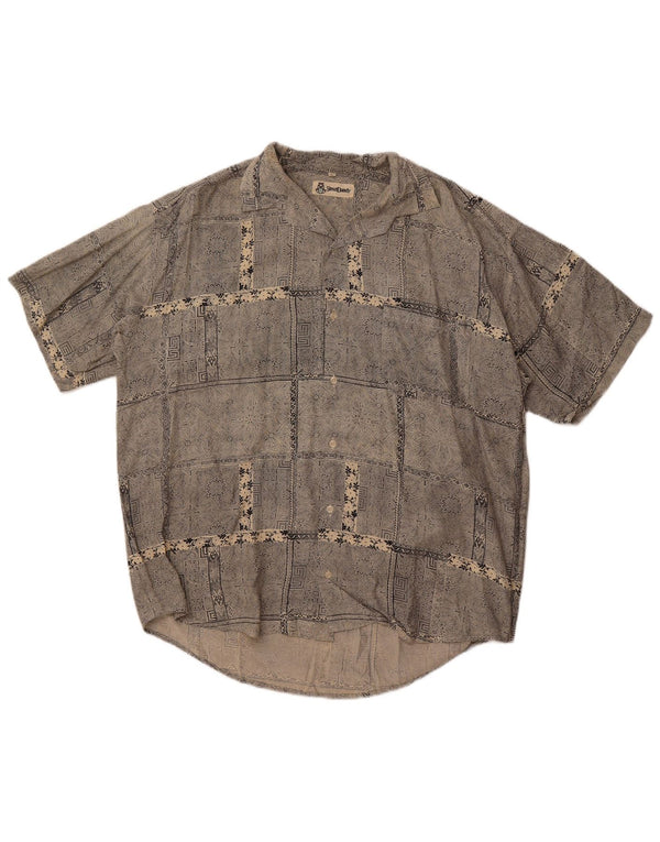 vintage Chemise à manches courtes pour hommes Grand Paisley Gris