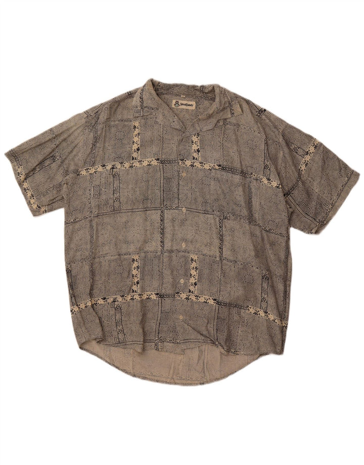 vintage Chemise à manches courtes pour hommes Grand Paisley Gris