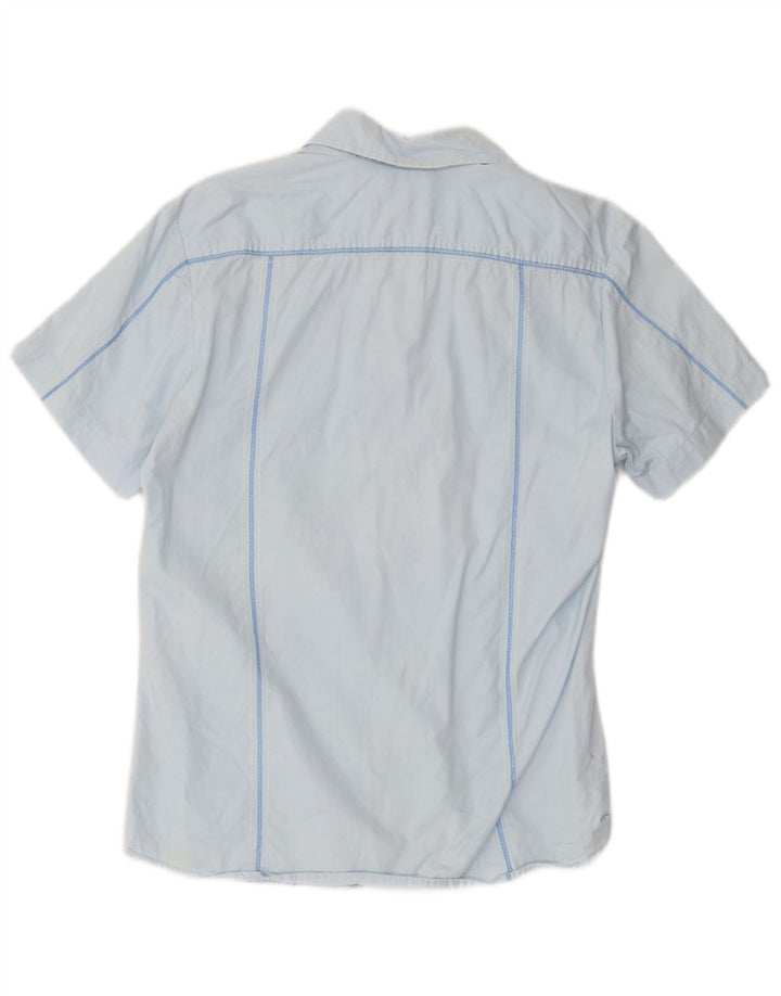 Chemise à manches courtes Diesel pour hommes, grand coton rayé bleu
