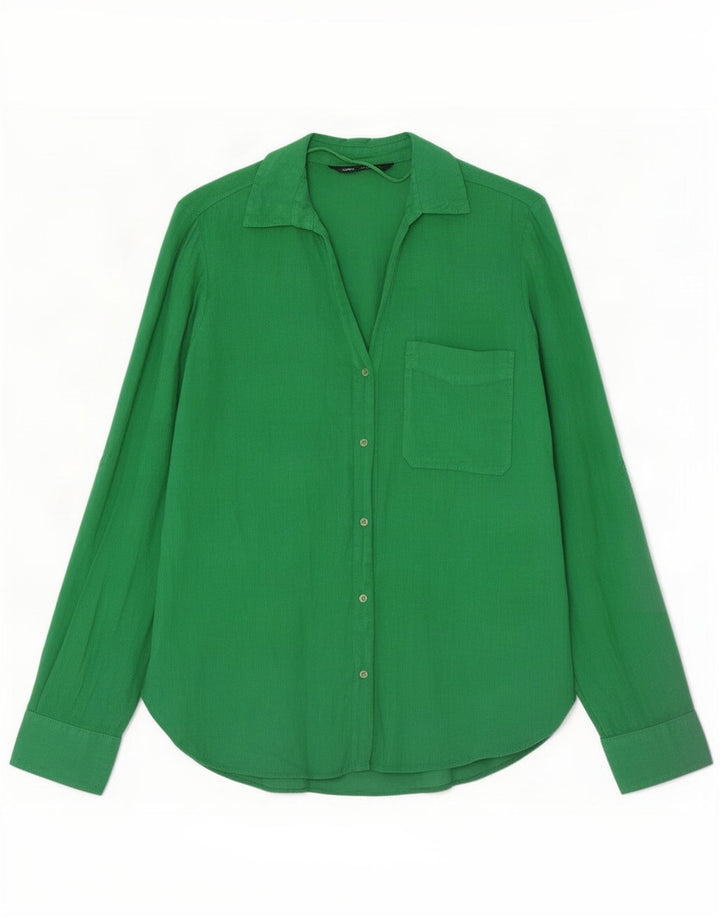 Chemise Femme Zara UK 14 Lin Vert Moyen