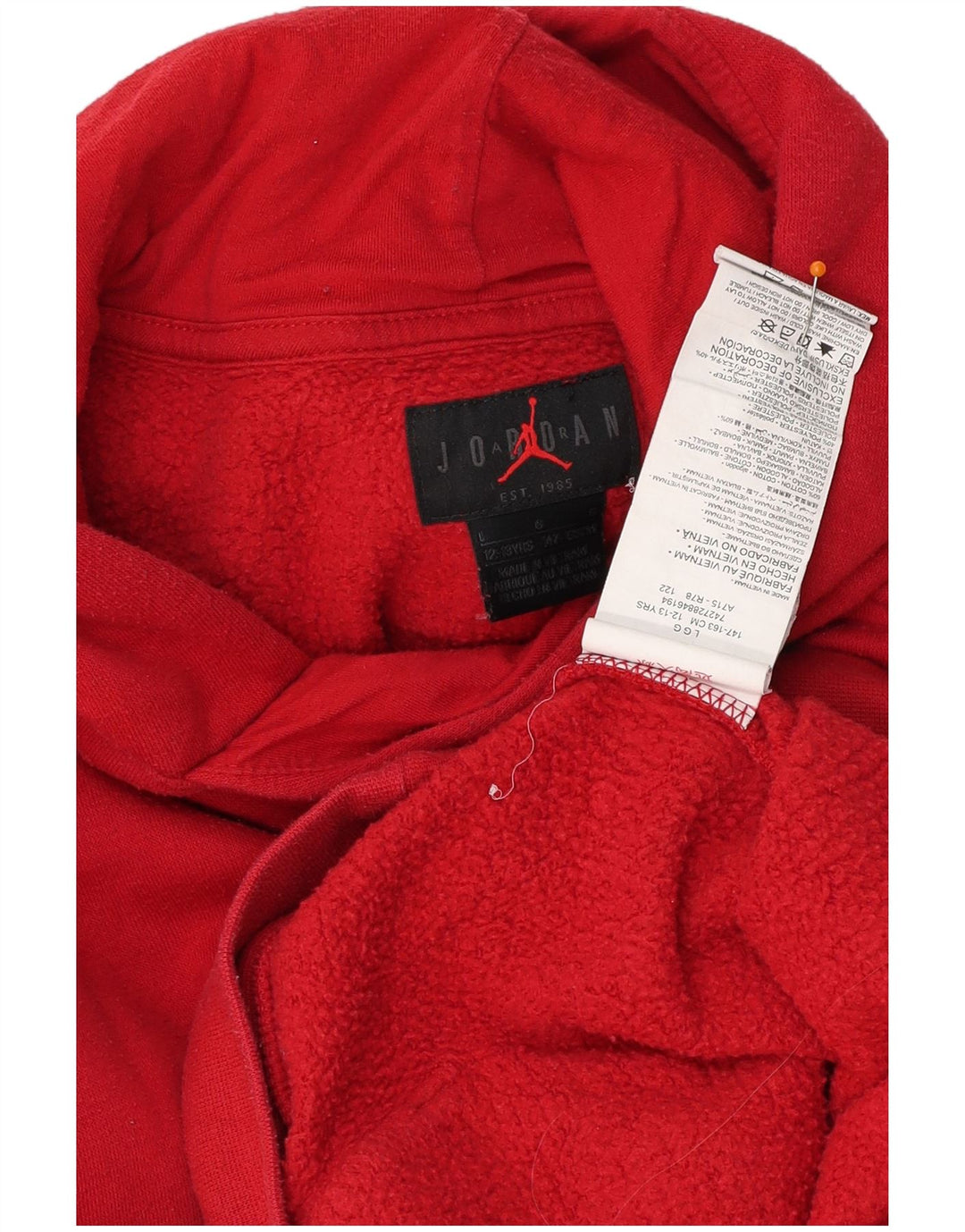 JORDAN Pull à capuche garçon 12-13 ans Grand Rouge Coton