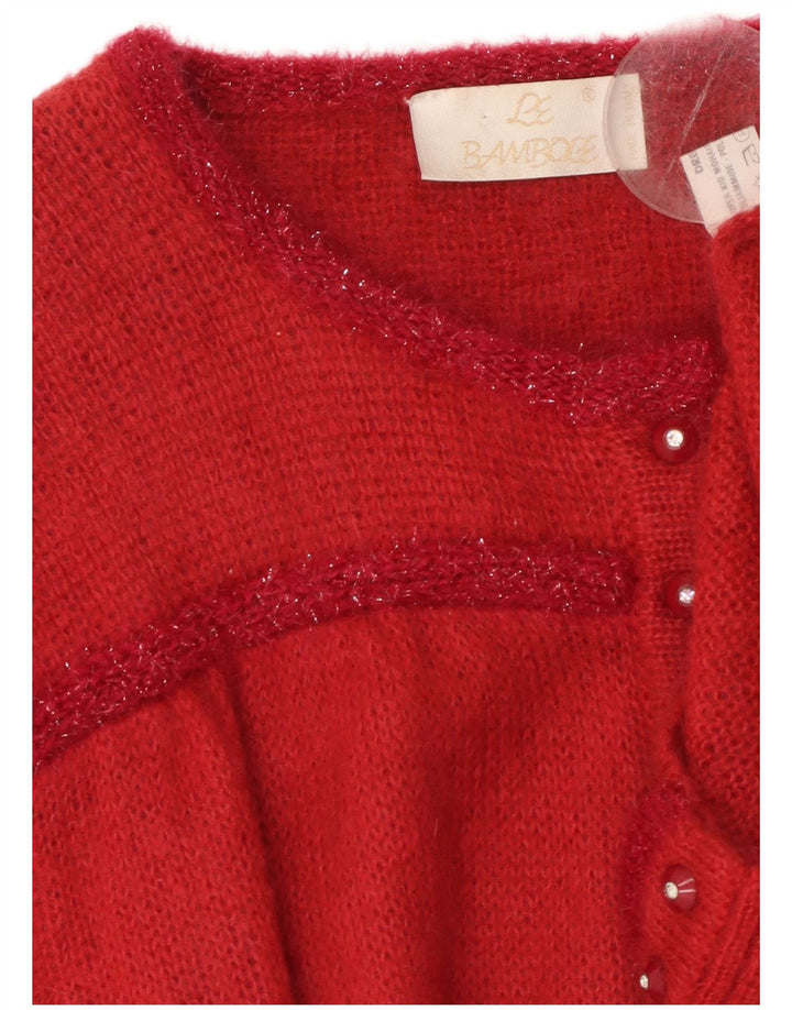 LE BAMBOLE Pull Cardigan Femme IT 48 XL Rouge Mohair