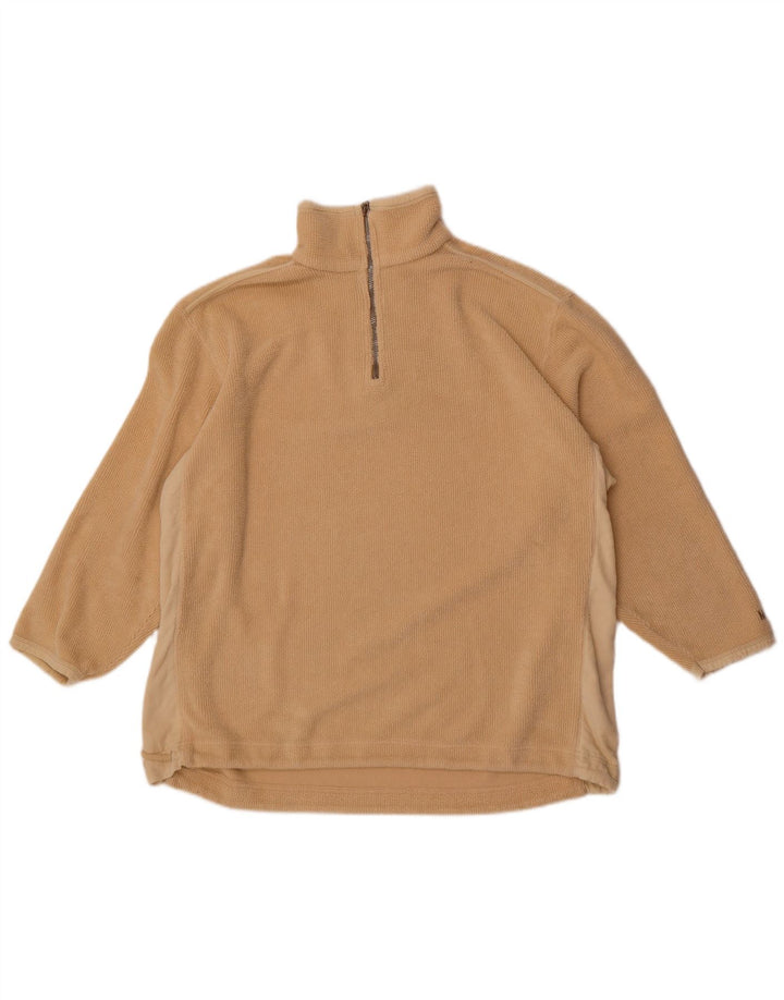 Mustang Pull polaire à col zippé pour homme Large Beige Colourblock Polyester