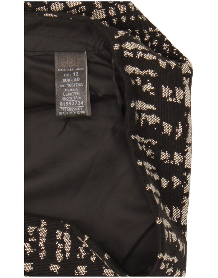 Marks & Spencer Mini jupe femme UK 12 Medium W31 coton géométrique noir