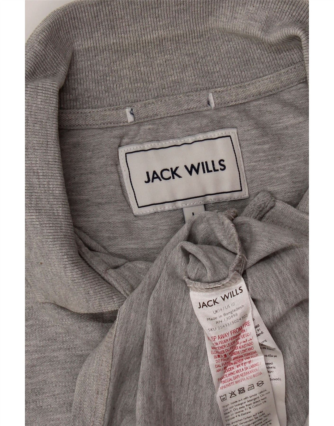 Jack Wills Polo Femme UK 14 Large Gris Coton
