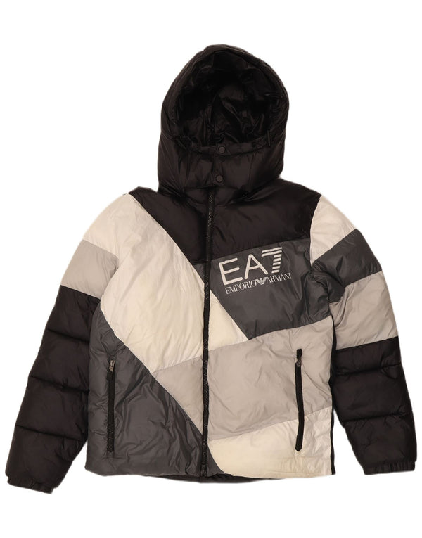 Emporio Armani Mens Hooded Padded Jacket UK 40 Large Black Colourblock