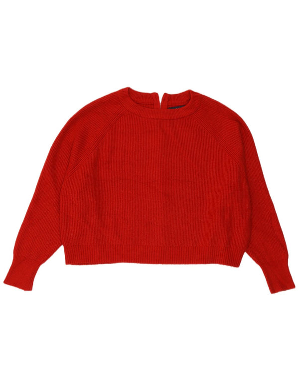 Zara Womens Crop Oversize Cardigan Pull UK 10 Petite Viscose Rouge