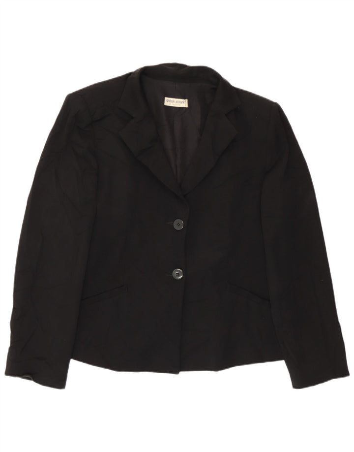 Giorgio Armani Veste blazer à 2 boutons pour femme UK 14 Noir moyen
