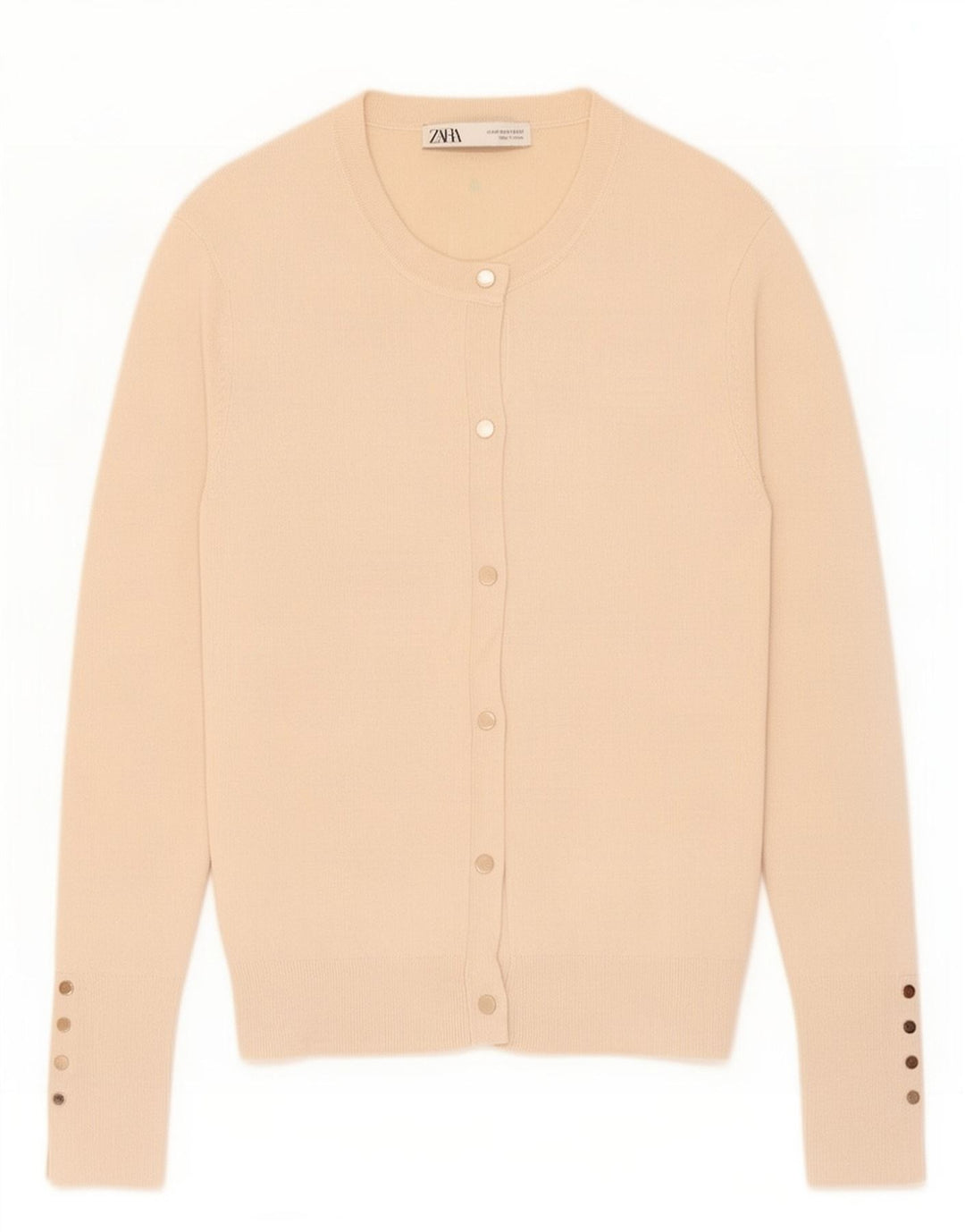 Zara Cardigan Femme Pull UK 12 Viscose Beige Moyen