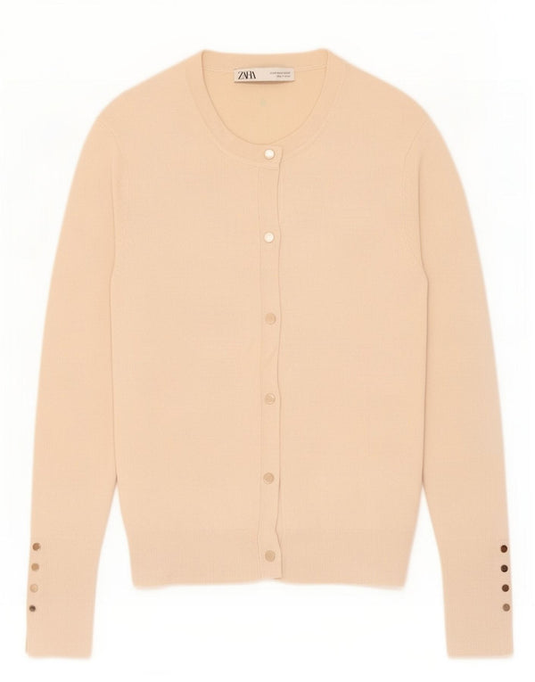 Zara Cardigan Femme Pull UK 12 Viscose Beige Moyen