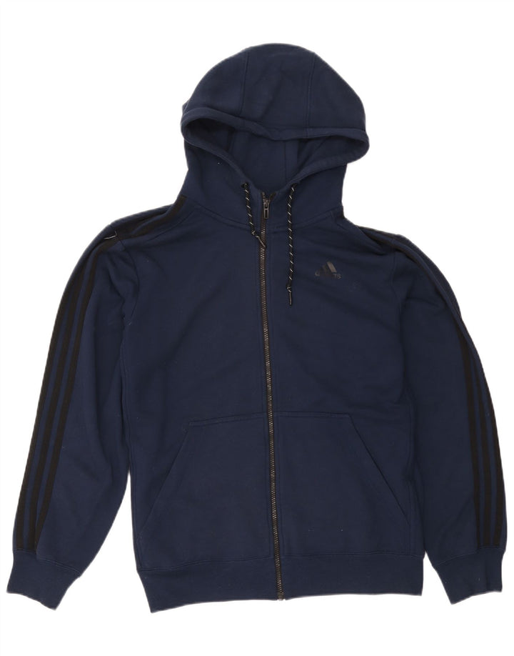 Adidas Hommes Climalite Zip Sweat À Capuche Grand Bleu Marine Polyester
