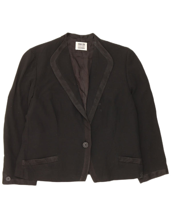 Perte by Krizia Veste blazer à 1 bouton pour femme UK 16 Large Noir Acétate
