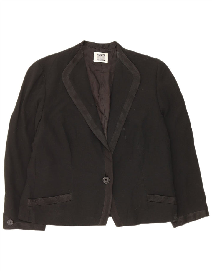 Perte by Krizia Veste blazer à 1 bouton pour femme UK 16 Large Noir Acétate