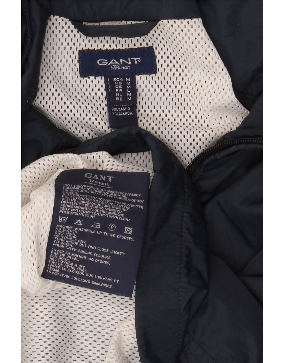 Gant Veste de pluie à capuche pour femme UK 14 Medium Navy Blue Polyamide