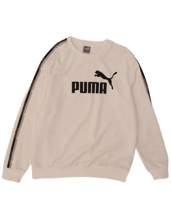 Puma Sweat-shirt graphique pour hommes, grand, blanc, polyester