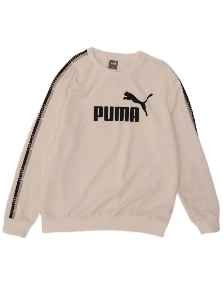 Puma Sweat-shirt graphique pour hommes, grand, blanc, polyester