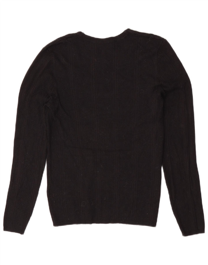 Marks & Spencer Pull col en V pour femme UK 12 Viscose noir moyen