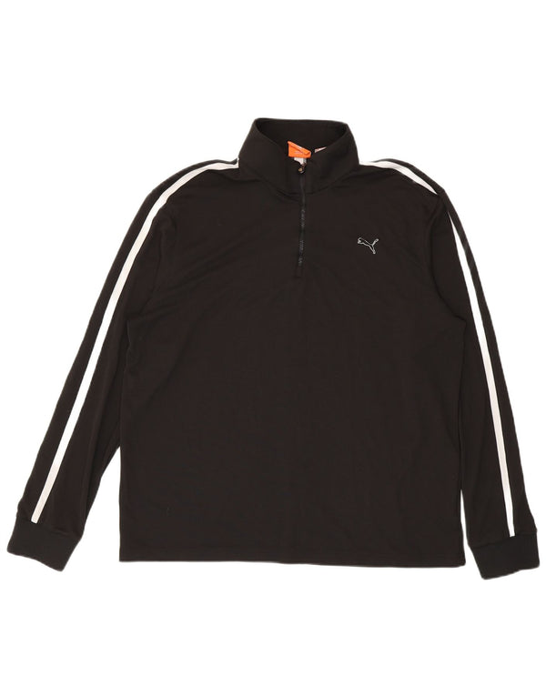 Puma Haut de survêtement à col zippé pour homme Large Noir Polyester