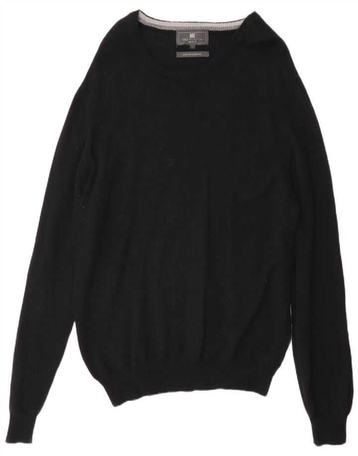 Marks & Spencer Pull à col rond coupe classique pour homme en laine noire