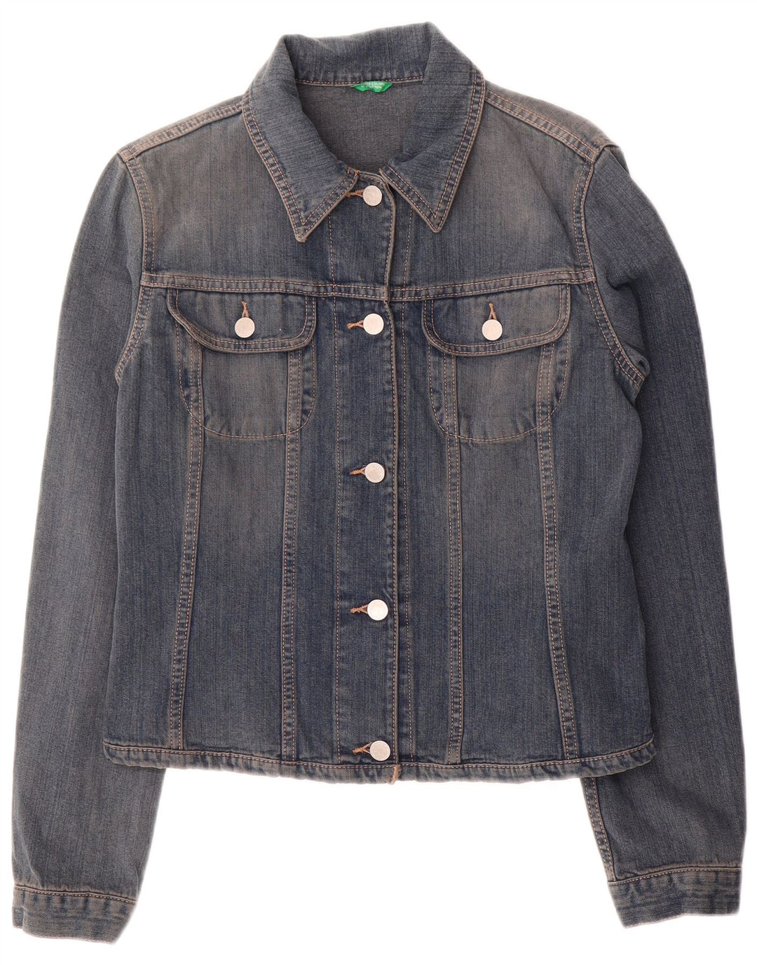 Benetton Veste en jean courte pour femme UK 14 Bleu moyen Coton