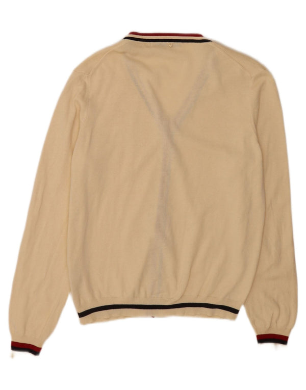 Zara Homme Cardigan Pull XL Beige Rayé Acrylique