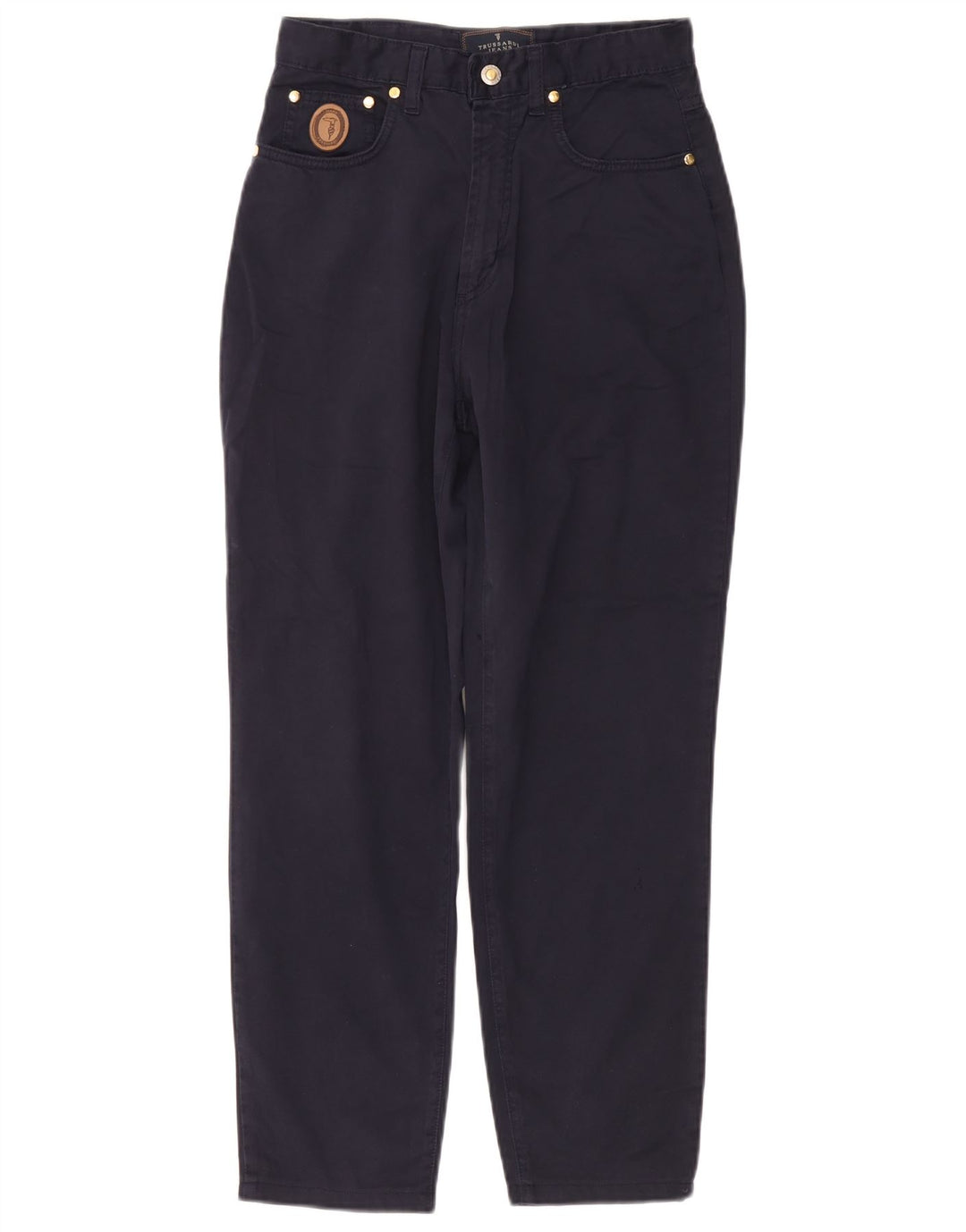 TRUSSARDI Pantalon décontracté taille haute pour femme IT 44 Medium W30 L27 Bleu marine