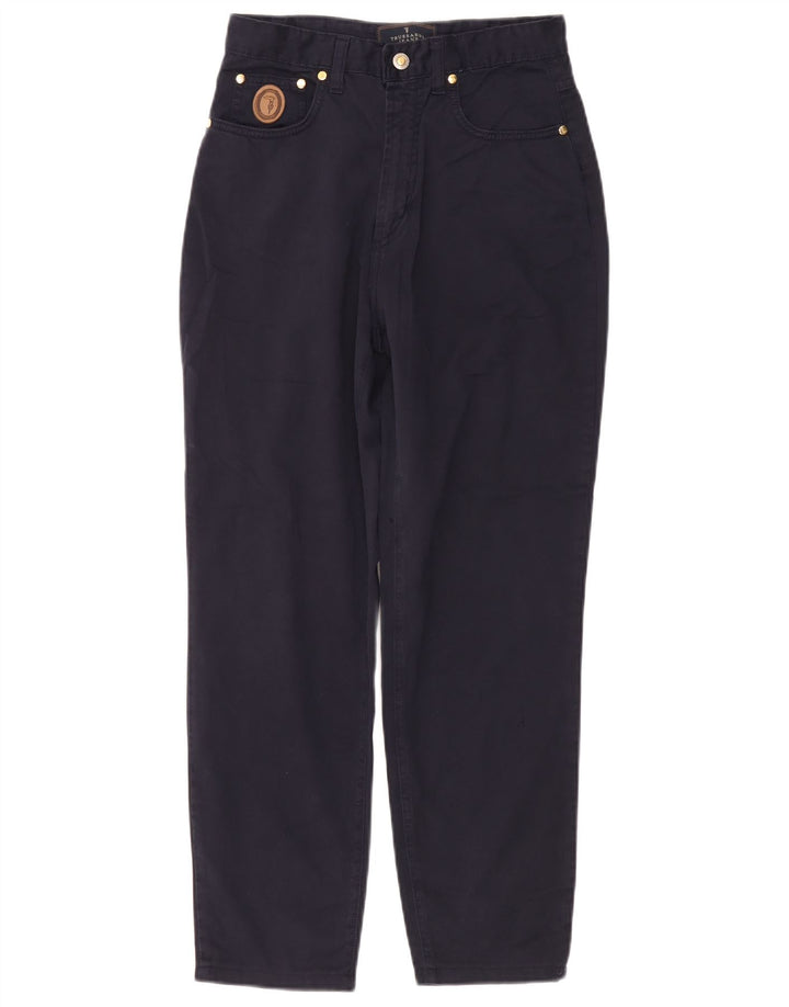 TRUSSARDI Pantalon décontracté taille haute pour femme IT 44 Medium W30 L27 Bleu marine
