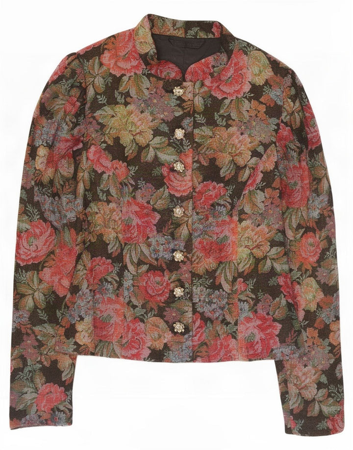 vintage Womens 7 bouton Blazer Veste UK 12 Moyen Multicolore Floral