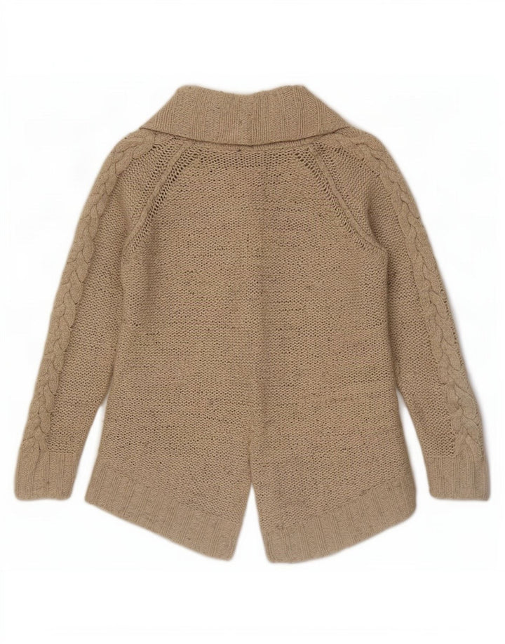 Zara Womens Open Cardigan Sweater UK 10 Petit Nylon Beige