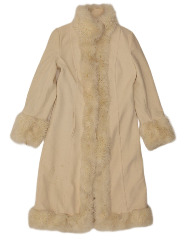 Zara Femme Pardessus UK 10 Petite Laine Beige