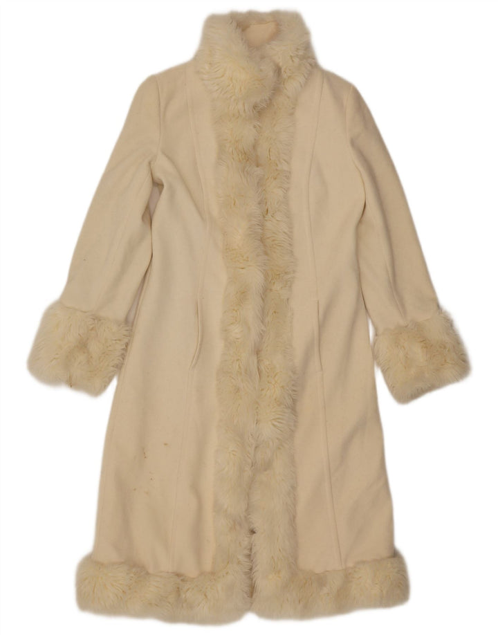 Zara Femme Pardessus UK 10 Petite Laine Beige