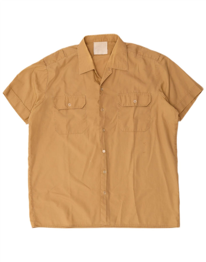 vintage Chemise à manches courtes pour hommes Grand Beige